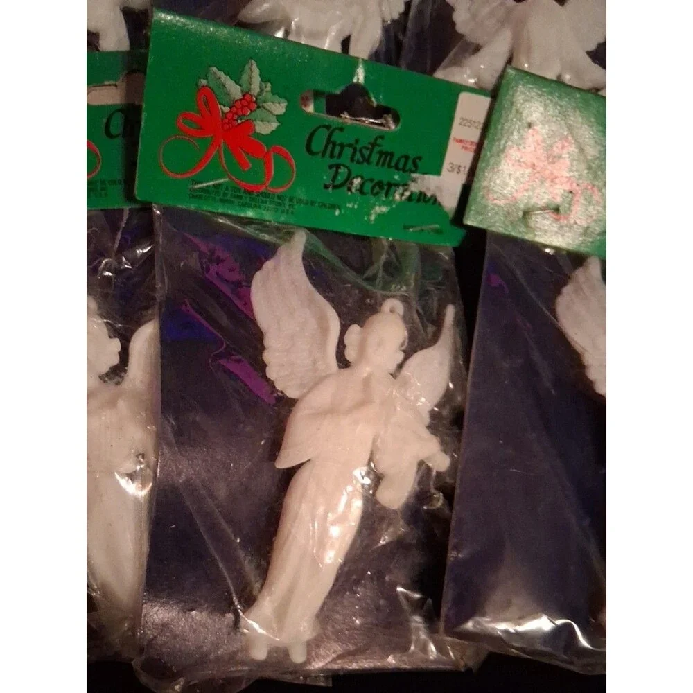 Vintage White Resin Angel ornament lot of 8
